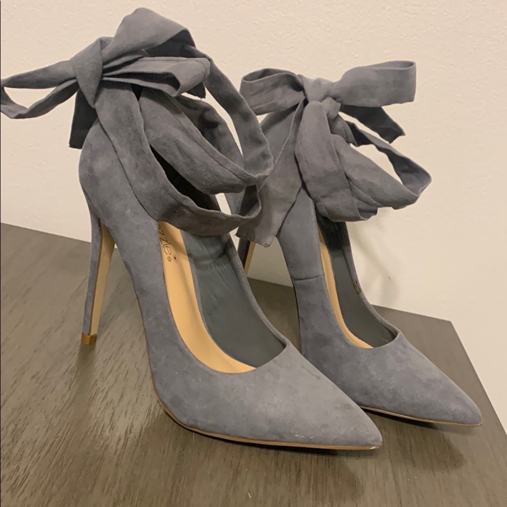 Elegant Gray Suede Women's Heels